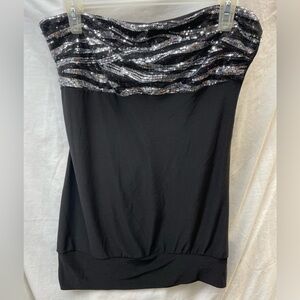Voice Black Sequin Strapless Top ladies sz xl